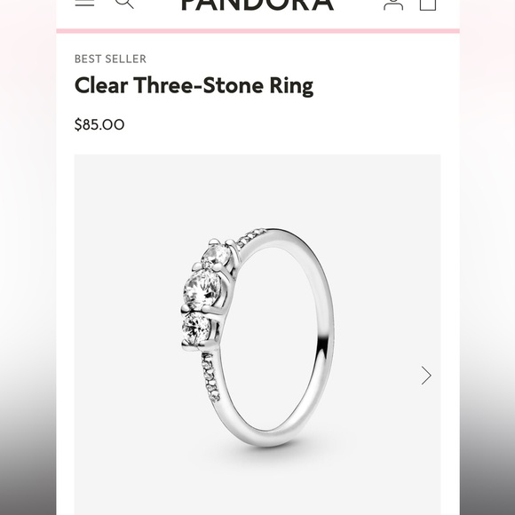 Pandora 3 stone ring - Picture 6 of 6